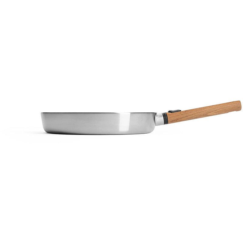 WOLL Logic Steel AHS Bratpfanne Ø 28 cm - Edelstahl, 5-Schicht, abnehmbarer Holzgriff