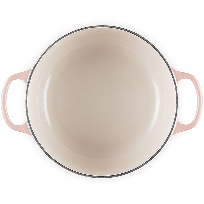 Le Creuset Bräter Signature rund 24 cm mit Goldknopf Peche