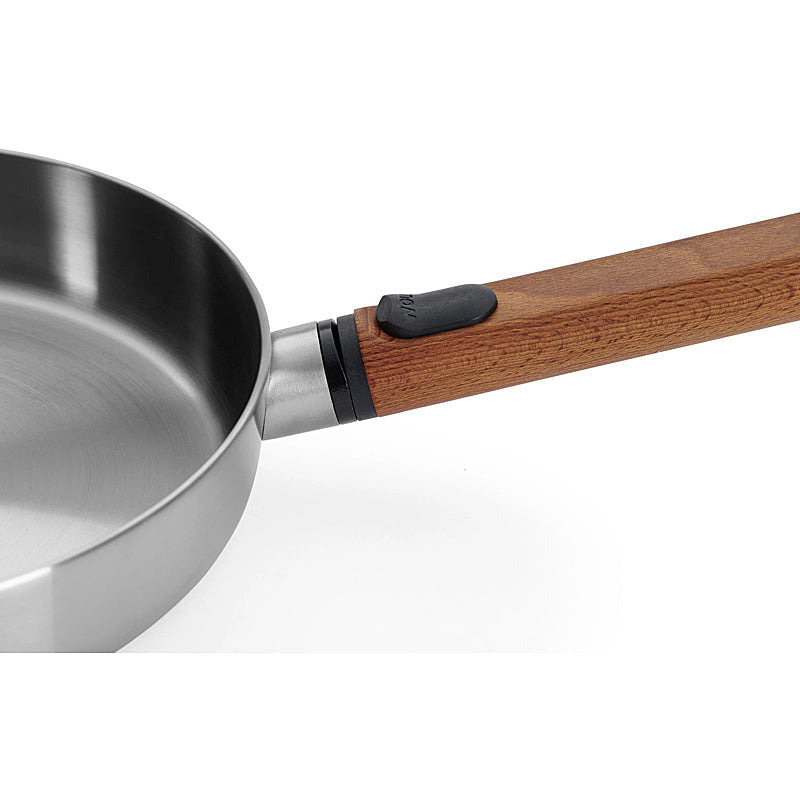 WOLL Logic Steel AHS Bratpfanne Ø 28 cm - Edelstahl, 5-Schicht, abnehmbarer Holzgriff