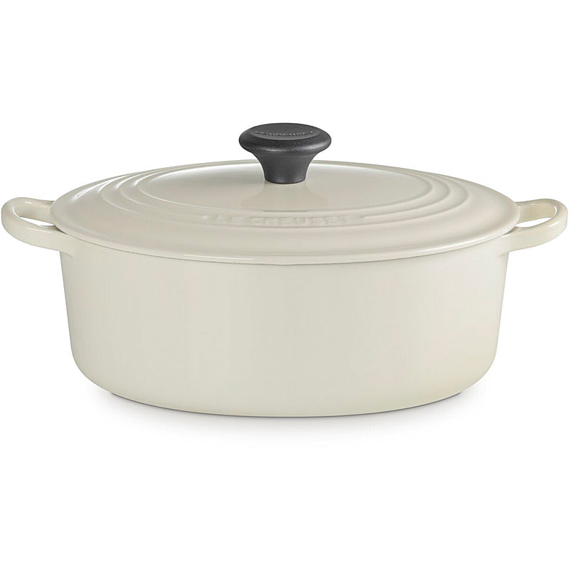 Le Creuset Ovaler Bräter Tradition 31 cm mit Phenolknopf Creme