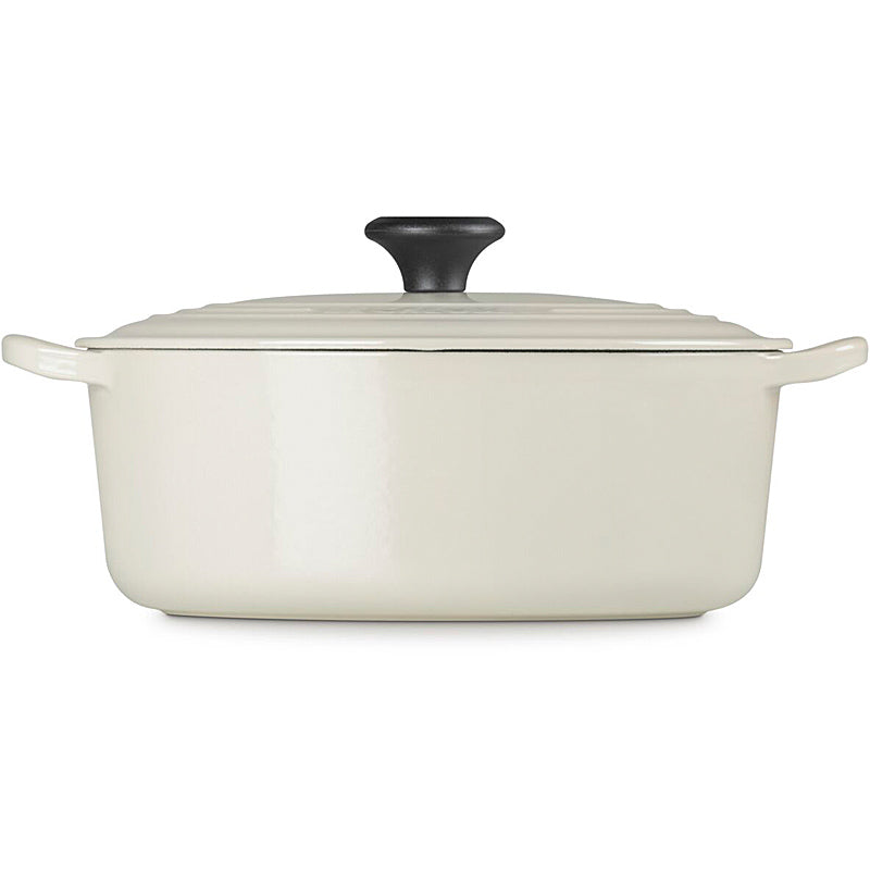Le Creuset Ovaler Bräter Tradition 31 cm mit Phenolknopf Creme