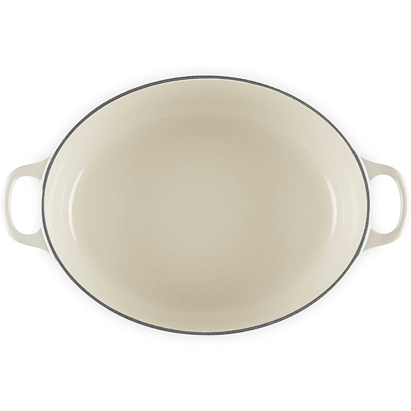 Le Creuset Ovaler Bräter Tradition 31 cm mit Phenolknopf Creme